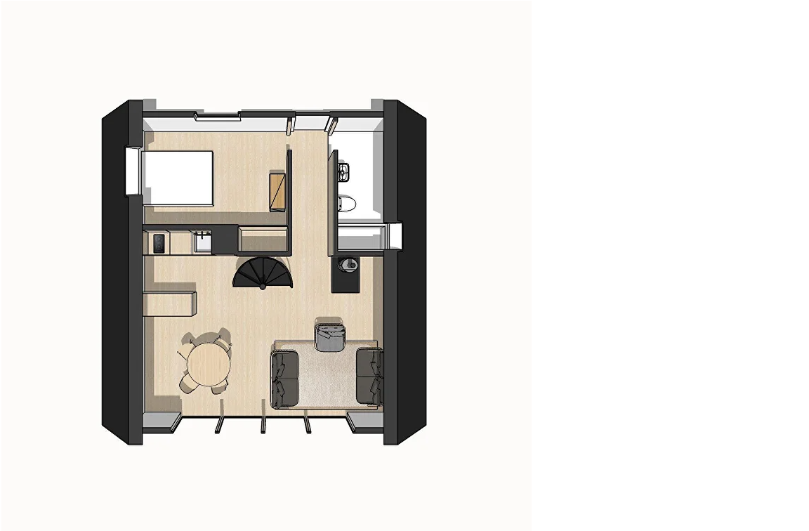 Каркасный дом 74 м²: планировка проекта, лист 1