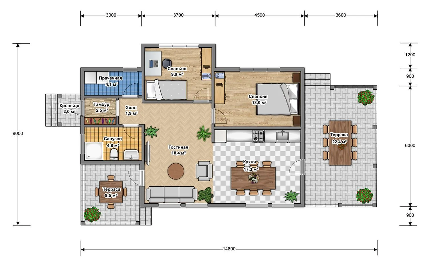Каркасный дом 83 м²: планировка проекта, лист 1